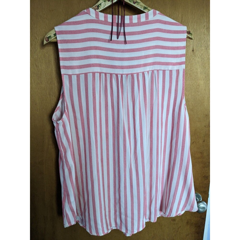 Torrid Women's Harper Washable Gauze Sleeveless Pullover Blouse Pink White Sz 1 - Picture 2 of 8